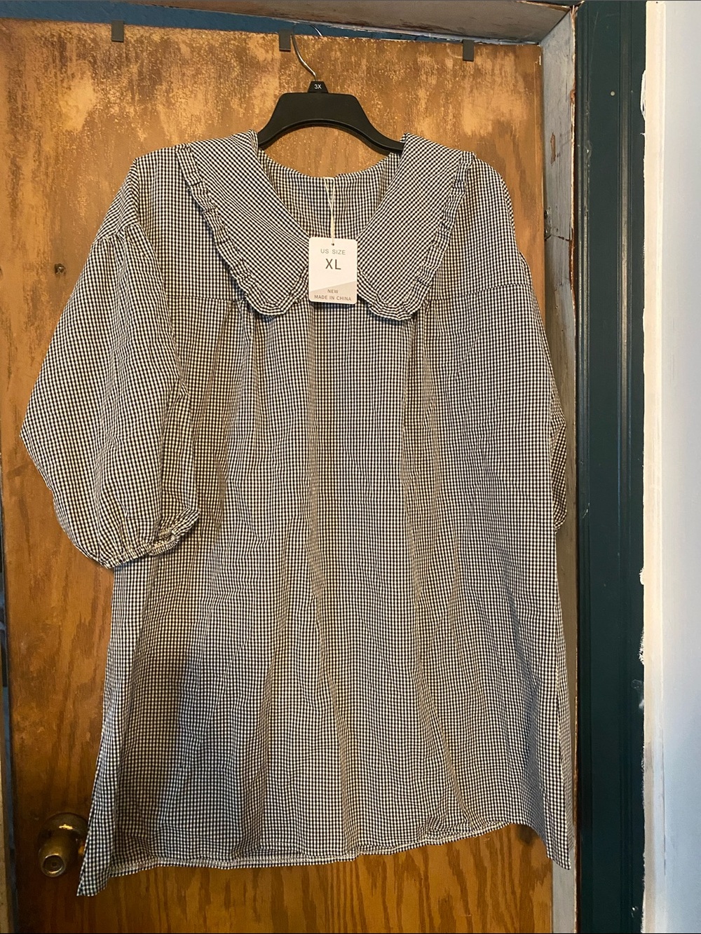 Amazon Black & White Gingham Peter Pan Collar Dress